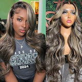 Highlight Lace Front Wig Human Hair Pre Plucked 26 Inch 1B/27 Ombre Wig Human Hair 13x4 Body Wave Lace Front Wigs Human Hair 200% Density Colored HD Glueless Wigs