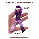 Personalized Memorial Service Funeral Ribbon Pins 20 Cross Religious Celebration of Life Custom Made Awareness Remembrance Anniversary Death Cross Sympathy In Loving Memory Angel (Royal Blue)