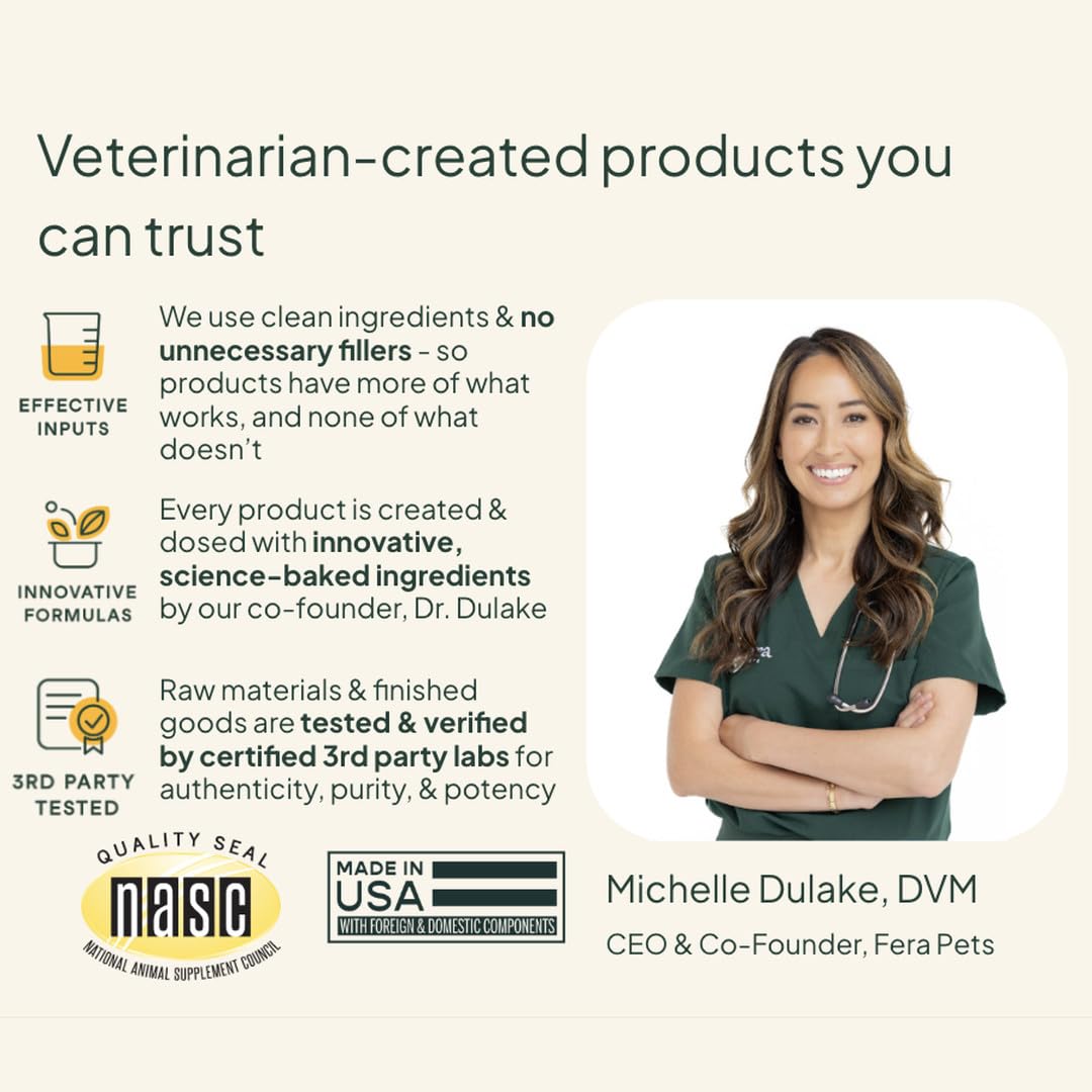 Fera Pets Organic Probiotics for Dogs & Cats with Prebiotics, 60 Scoops