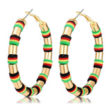African Earrings Juneteenth Earrings for Black Women Red Black Yellow Green African Hoop Earring Black History 1865 Earring Ethnic Africa Hoop Independence Day Jewelry(B)