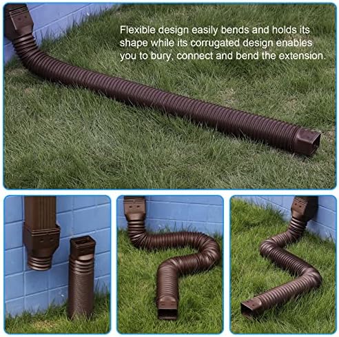 Brown 1-Pack Rain Gutter Downspout Extensions Flexible, Drain Downspout Extender,Down Spout Drain Extender, Gutter Connector Rainwater Drainage,Extendable from 21 to 68 Inches