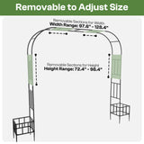 GARDFANCY Garden Arch with Planter Boxes, Metal Arbor Trellis for Climbing Plants Outdoor, Heavy Duty Iron Archway for Wedding Ceremony Party Backyard Lawn Patio Decor, Black