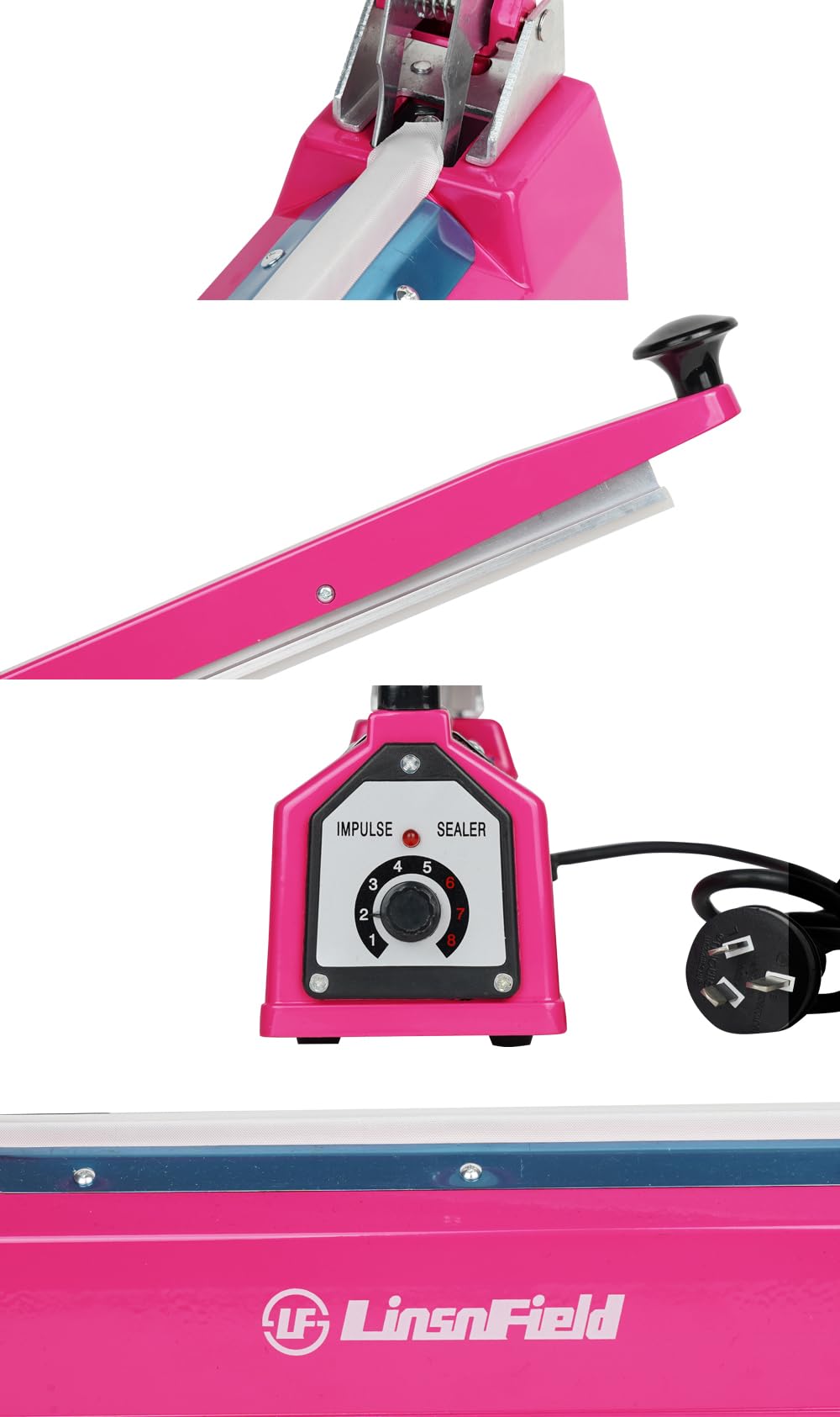 LinsnField Sealer Pro, Patented 8-inch Impulse Heat Sealer, 2-mm Sealing Width Super Heavy Duty Bag Sealing Machine with Extra 2 Replacements, 1Fuse Included, Dragon Fruit
