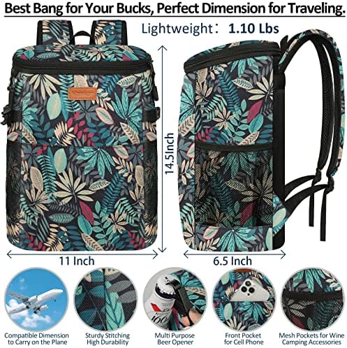Camping Cooler Backpack 30 Cans, Soft Backpack Coolers Insulated Leak Proof Travel Cooler Bag Waterproof Lunch Picnic Beach Work Trip Thermal Bag Drink Beverage Beer Bag Cooler
