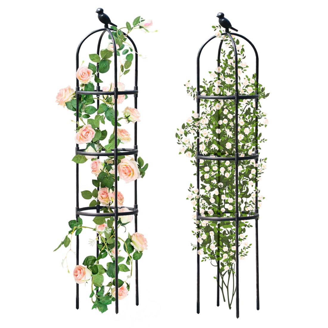 Garden Trellis for Climbing Plants Outdoor, Metal Plant Trellis with PE Coated, Rustproof Plant Support for Flowers Vegetable Vine, Tomato cage for Potted Plants Indoor Outdoor,Lightweight - 2 Pack