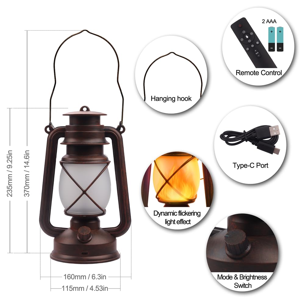 Marlrin USB Rechargeable Lanterns 2 Pack with Remote Control 4 Modes Lights