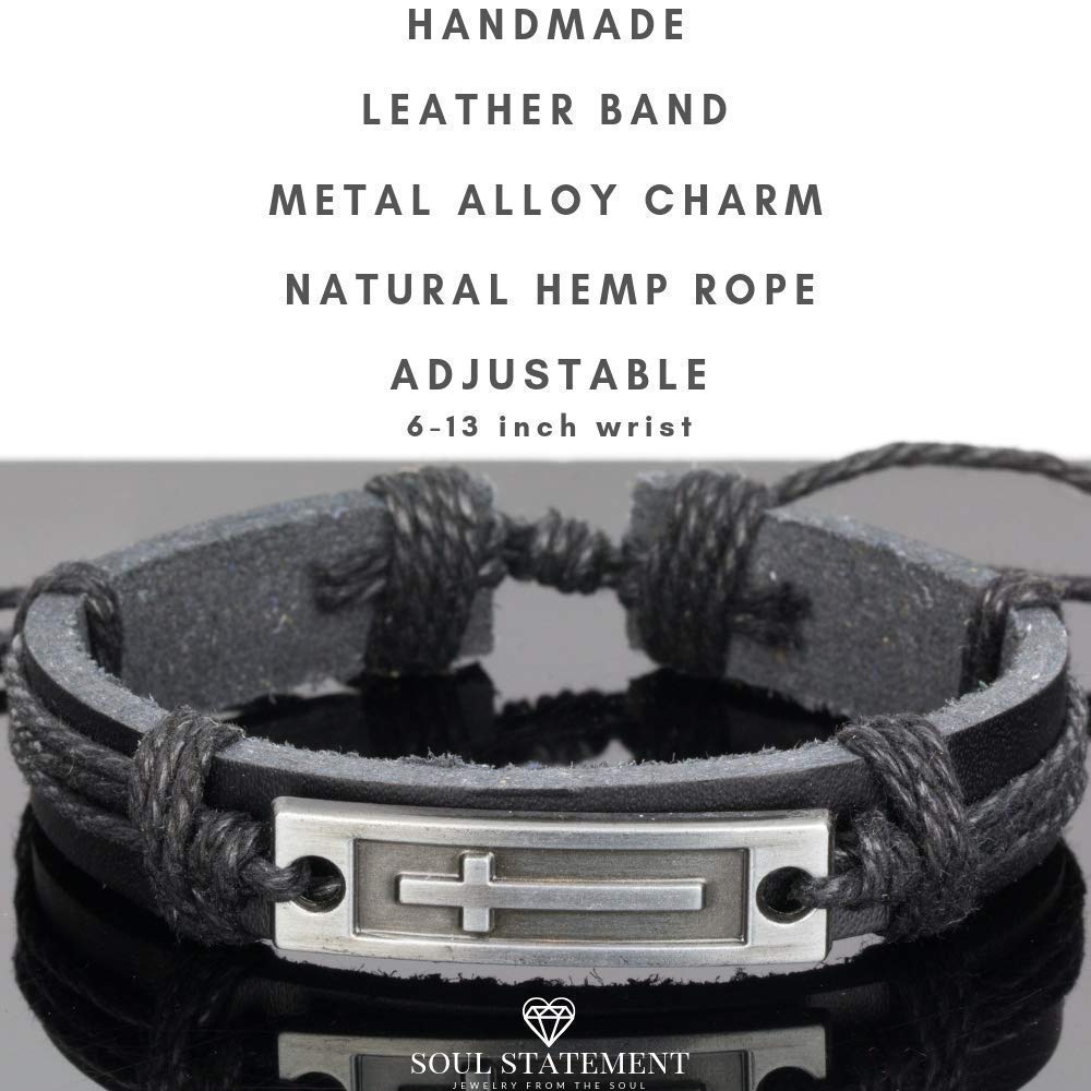 Soul Statement Men's Leather Cross Bracelet