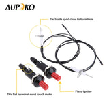 Aupoko 2 Sets Piezo Spark Ignition with Cable Push Button Igniter, Type of 1 Out 2 Electrode 200 Degree Resistance Wire, Fit for Gas Fireplace Gas Oven Gas Heater lgniter Ceramic Kitchen Lighter