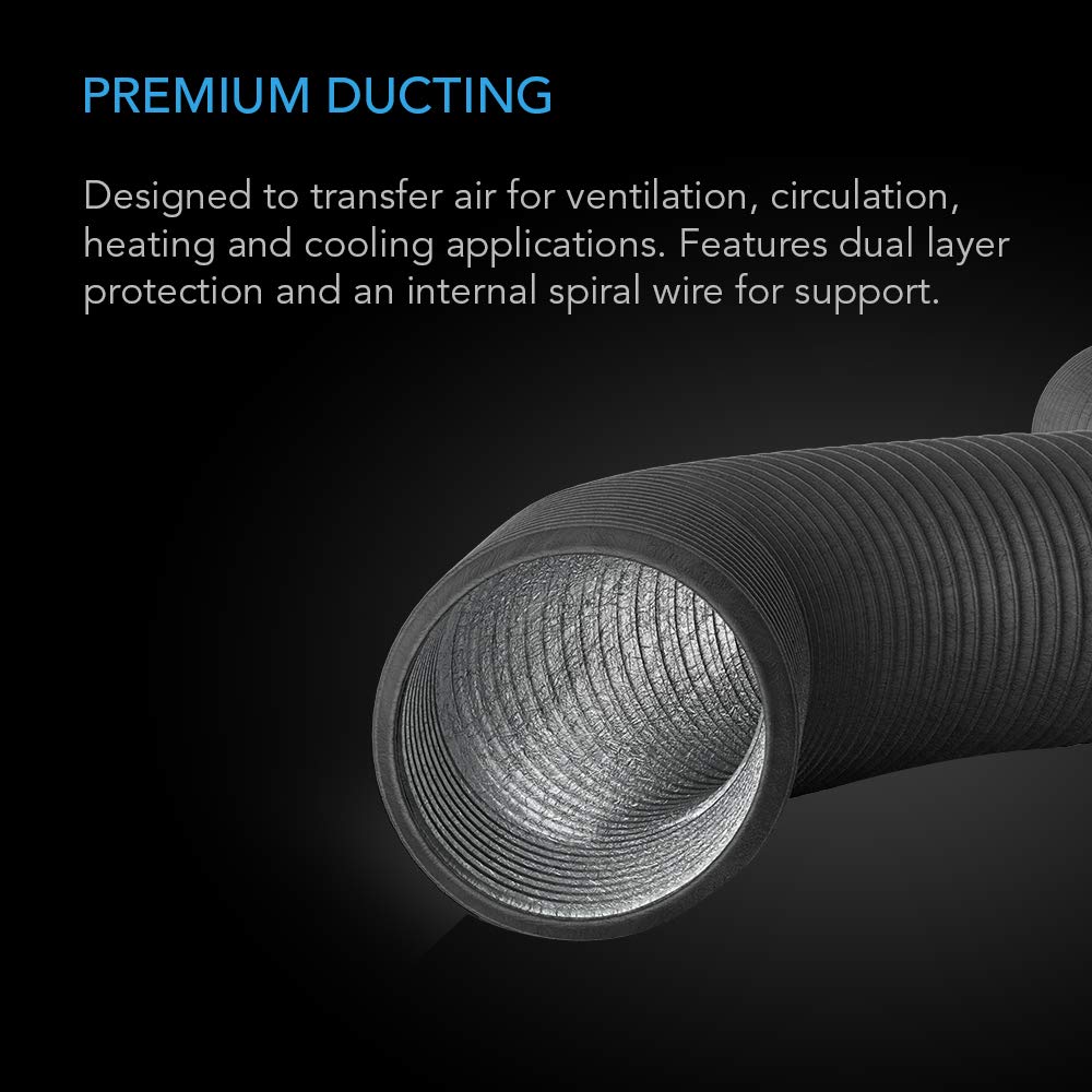 AC Infinity Flexible 8-Inch Aluminum Ducting, Heavy-Duty Four-Layer Protection, 8-Feet Long for Heating Cooling Ventilation and Exhaust