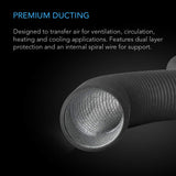 AC Infinity Flexible 8-Inch Aluminum Ducting, Heavy-Duty Four-Layer Protection, 25-Feet Long for Heating Cooling Ventilation and Exhaust