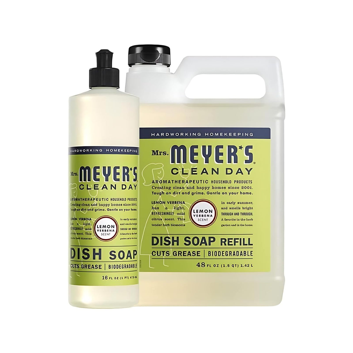 Mrs. Meyer's Dish Soap Variety, 1 Dish Soap, 1 Dish Soap Refill, Lemon Verbena, 1 CT