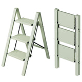 Taranta 3 Step Ladder,Aluminum Lightweight Folding 3 Step Stool with Anti-Slip Wide Pedal,330lbs Capacity Step Ladder for Household,Kitchen,Office - Fairyland Green