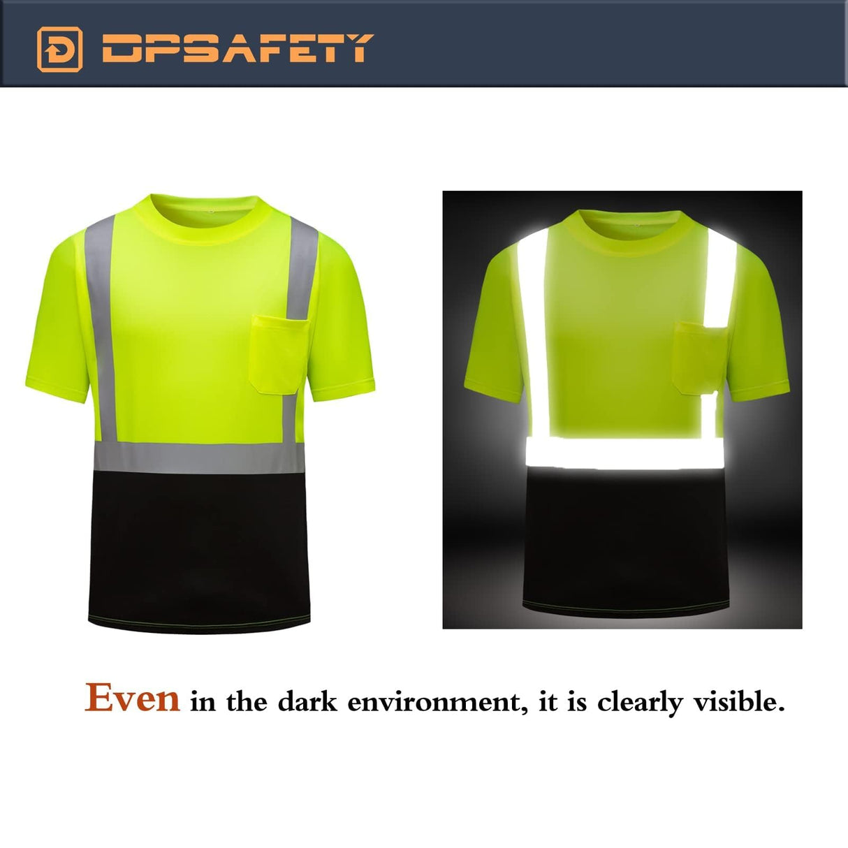 DPSAFETY Hi Vis Safety Shirts，High Visibility T Shirts with Reflective Strips and Pocket, Quick Dry Mesh Construction Work Shirt for Men/Women Black Bottom Lime 3pk 3XL