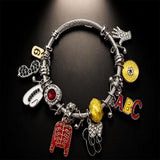PINPCOO Adjustable Retro Music Legend Bracelet with Red Jacket Hat Glove ABC Charms, Fan Birthday Memorial Gift
