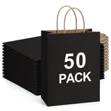 BagDream Medium Gift Bags with Handles 8x4.25x10.5 Inch Black 50 Pack Bulk