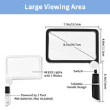 5X Magnifying Glass with Light, Lightweight Full Page Magnifier for Reading, Large Lighted Magnifier with 48 LED Light and Anti-Glare Lens, Ideal Gift for Seniors, Macular Degeneration, Low Visions
