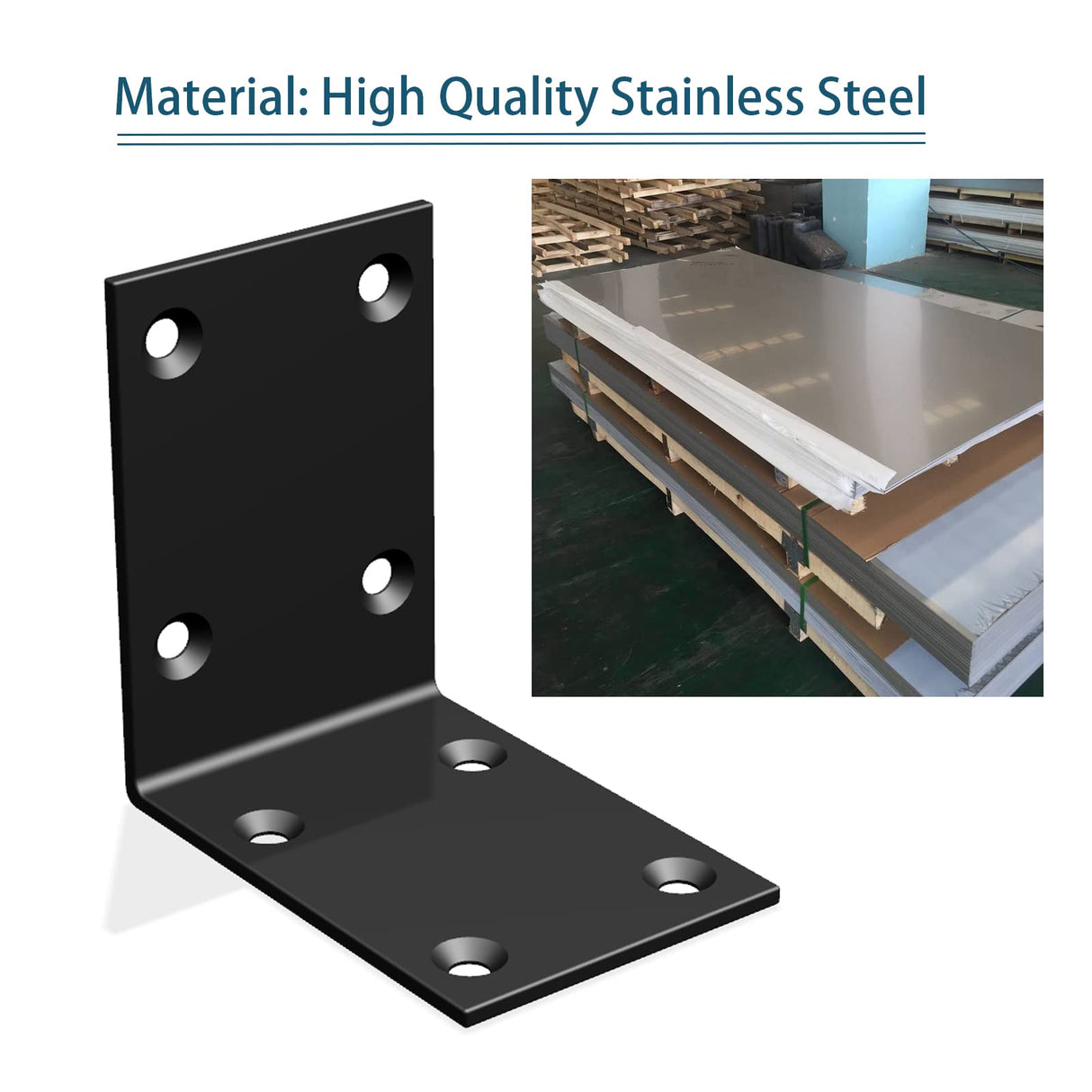 Black Stainless Steel Shelf Bracket,Joint Right Angle Bracket,L Shape Heavy Duty Metal Corner Brace Shelf Supporter for Wood Aufuga (20, 2.8x2.8x2)