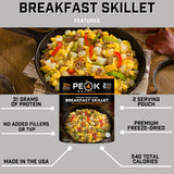 Peak Refuel Breakfast Meals | Freeze Dried Backpacking, Camping & Emergency Prep Food | 2 Servings Pouches (2-Pack, Skillet)