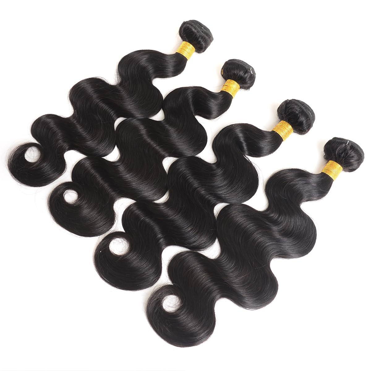 Katspon 12A Human Hair Bundles 20 22 24 26 Inch Body Wave 100% Unprocessed Brazilian Virgin Hair 4 Bundles Deals Human Hair Extensions Quick Weave Bundles Human Hair Natural Black