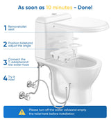 Ultra-Slim 3-in1 Bidet, Warm Water, Self-Cleaning, Posterior&Feminine Wash-(Retractable Dual Nozzles), Non-Electric Bidet Attachment for Toilet Seat, Adjustable Water Pressure, Stainless Steel Inlet
