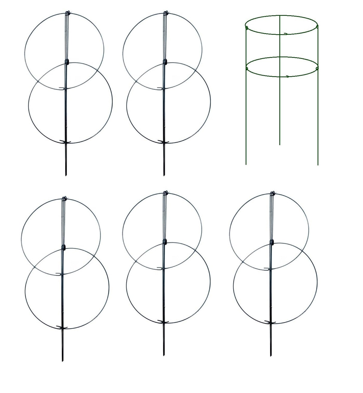 MTB Supply 5 Pack 36" x 18" Peony Double Ring Plant Support,Plant Support Stakes for Tomatoes Peony Lily Rose Plant Support Rings Peony Cages for Outdoor Plants Flowers Vegetables