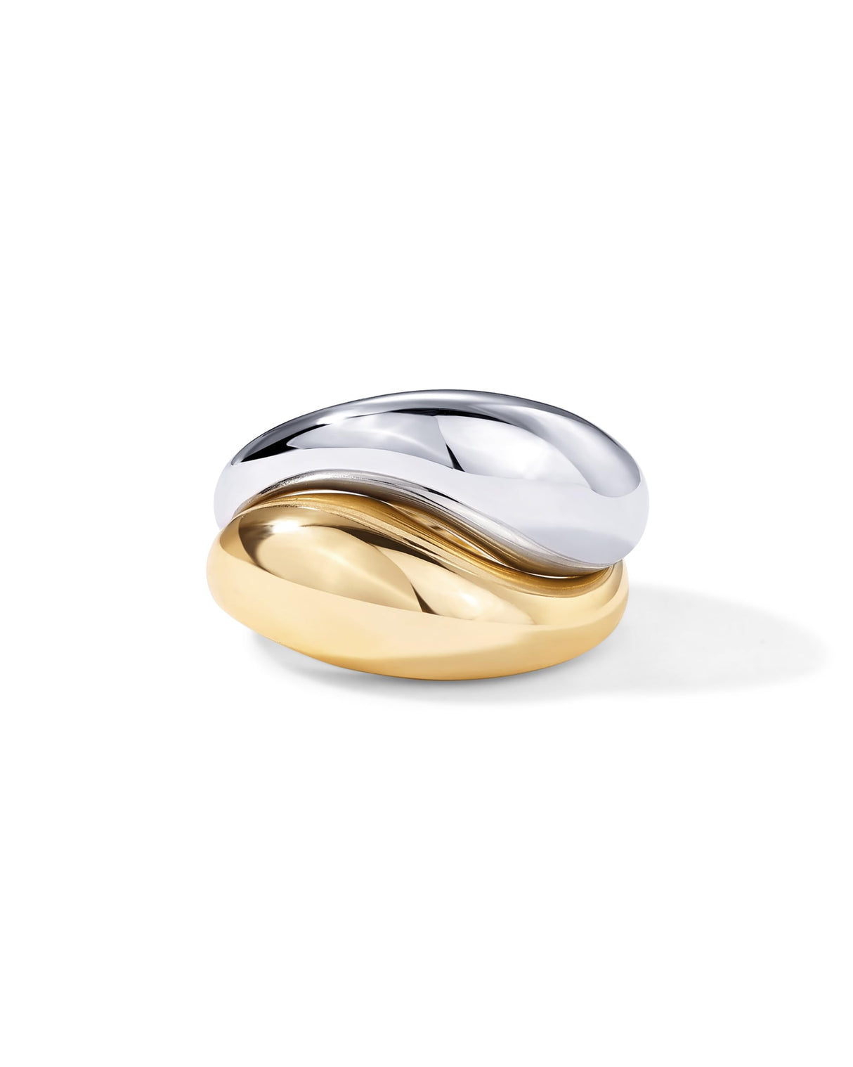 PAVOI 14K White and Yellow Gold Plated Mixed Metal Chunky Two Tone Wavy