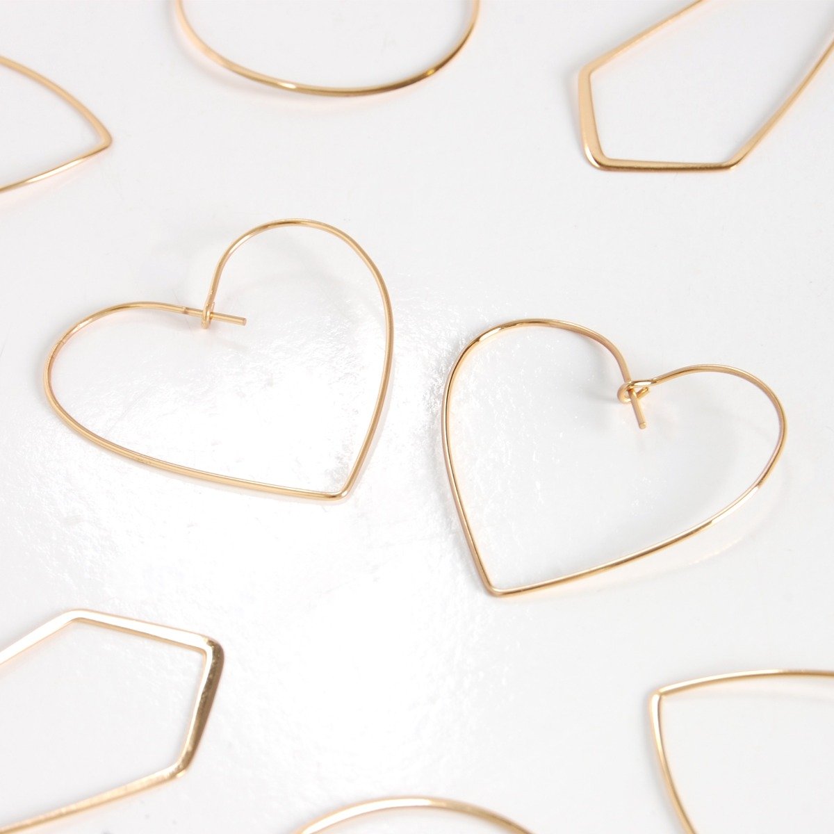 Heart Hoop Earrings for Women, 18K Gold Plated Lightweight Threader Dangles