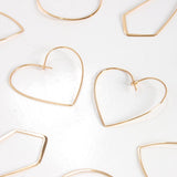 Heart Hoop Earrings for Women, 18K Gold Plated Lightweight Threader Dangles