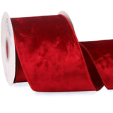 Ribbli Red Velvet Wired Ribbon 4 Inch Metallic Red Gold Crushed Velvet Christmas Ribbon for Gift Wrapping Christmas Tree Decoration Crafts Wreaths Supplies-Continuous 10 Yards