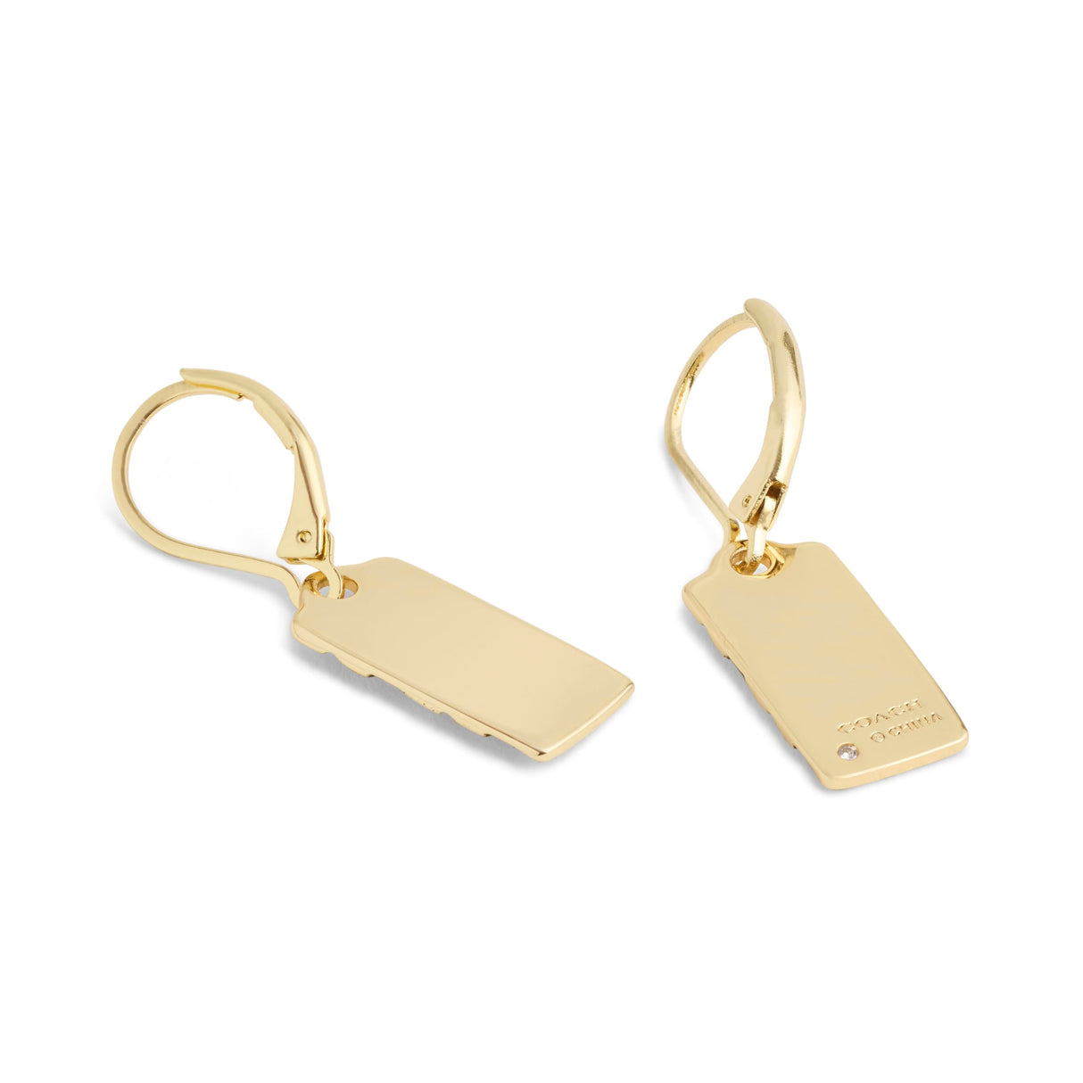 COACH Quilted C Tag Drop Earrings Golden One Size