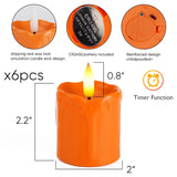 Homemory 2"x 2" Orange 6 Hour Timer Flameless Votive Candles, 6 Pack
