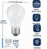JUNFMLY 60 Watt Incandescent Light Bulbs, A19 Frosted Rough Service Light Bulb, E26 Medium Base, Soft White 2700K, Dimmable, 110-130V (4 Pack)