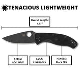 Spyderco Tenacious Lightweight Folding Pocket Knife, PlainEdge