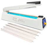Impulse Heat Sealer Bag Sealer Machine Handheld Sealer Packaging Machine 3mm Sealing for Bag Width Sealing Machine for Self Sealing Plastic with Extra 4 Replacements 2 Fuse Kit(12 inches)