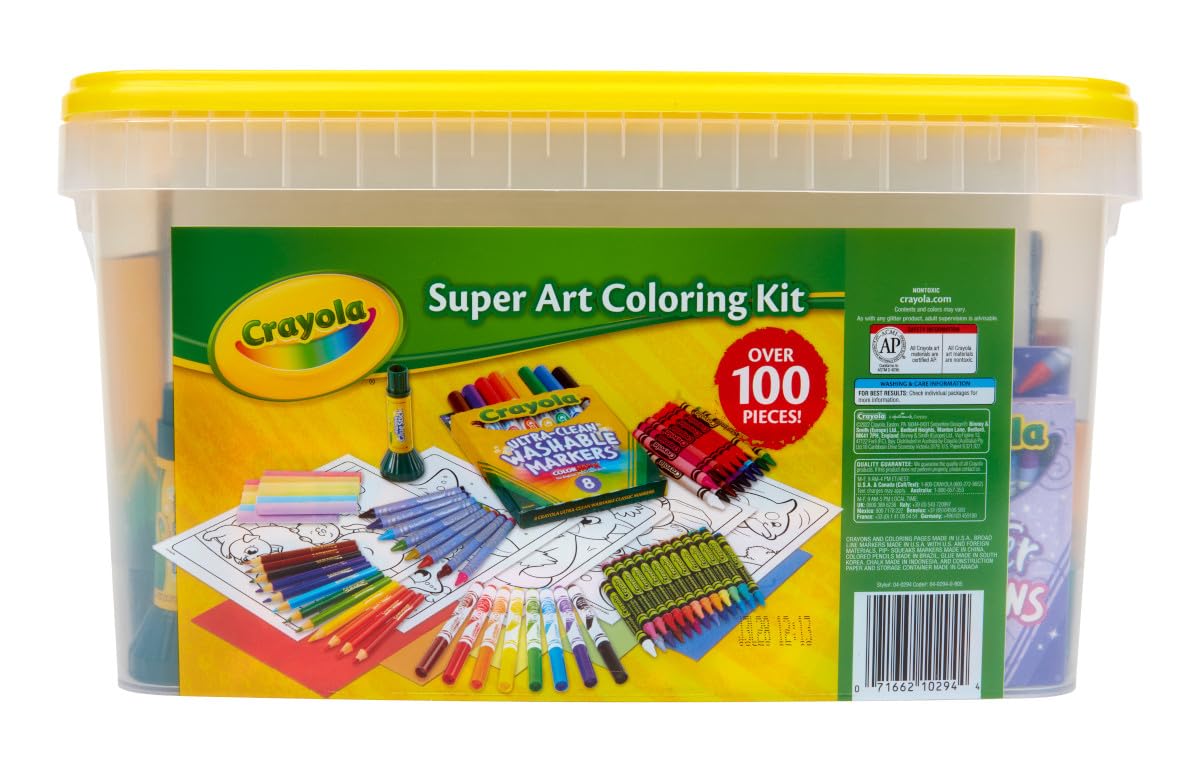 Crayola Super Art Coloring Kit (100+ Pcs), Bulk Stocking Stuffers, Holiday & Christmas Gifts for Kids, Arts & Crafts Supplies Set, Ages 4, 5, 6 [Amazon Exclusive]