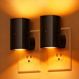 Brightown 2 Pack Black White Night Lights Plug into Wall, Modern Night Light with Rotating Plug, Dusk to Dawn Sensor, 0-100LM Stepless Dimming Aora Night Light for Hallway Bedroom Bathroom,Amber
