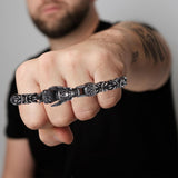 8" Byzantine Black Stainless Steel Norse Vintage Dragon Bracelets for Men