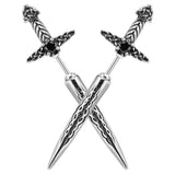 Hisatan Sword Earrings for Men Women, Stainless Steel Gothic Dagger Celtic Knot Irish Studs Earrings, Cool Punk Hip Pop Cubic Zirconia Dangle Goth Screw Spike Earring Jewelry