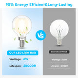 GvvooHome E12 G16.5 Candelabra Bulb, G16.5 Round Small Globe LED Bulb 2700K Warm White, Dimmable 6W 60W Equivalent, 600LM 90+CRI, Globe Light Bulbs Ideal for Ceiling Fans & Chandeliers, 6 Pack