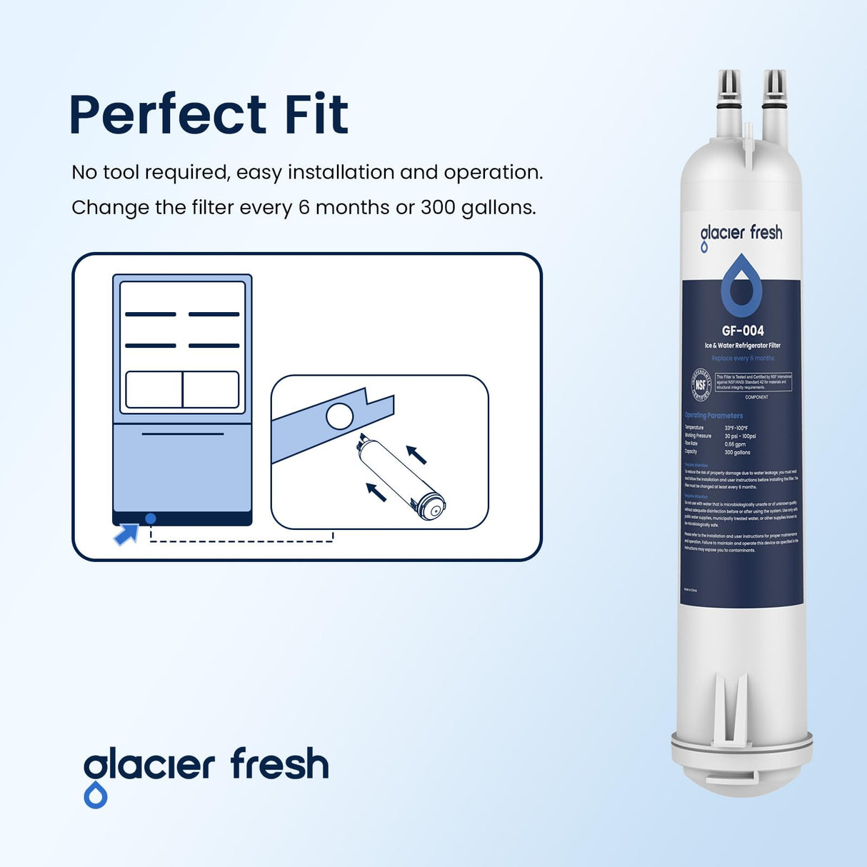GLACIER FRESH EDR3RXD1 Compatible with 4396841 Refrigerator Water Filter, KAD3RXD1, WHR3RXD1, 4396841, 4396710, Filter 3, 46-9083,46-9030, 9030, 9083 Refrigerator Water Filter, 3 Pack