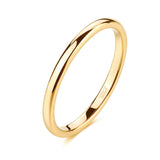 TRUMIUM 2mm 24K Gold Plated Tungsten Rings for Women Plain Thin High Polish Engagement Wedding Band Size 8