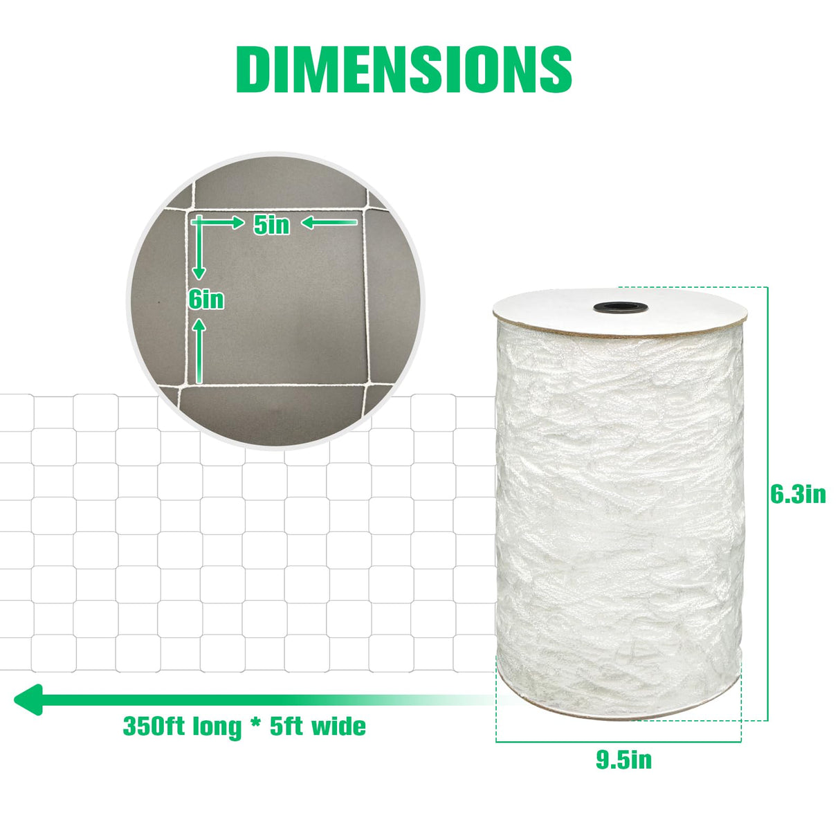 Trellis Netting 5 x 350ft 6x6 in Soft Mesh Garden Netting, Climbing Plants