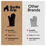 GORILLA GRIP BPA-Free Soft Silicone Oven Mitts, 550F Heat Resistant Waterproof Cooking Safety Gloves, Thick Cotton Lining, Flexible Gripping for BBQ Grilling, Kitchen Potholders Set, 12.5x8.3, Black