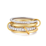 Canboer Gold and Silver Interlocked Stackable Rings for Women CZ Interlocking Stack Statement Rings Set Mixed Metals Trendy Chunky Two-Toned Connected Bands Stacking Ring Non Tarnish Size 8