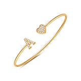 Gold Bangle Bracelets for Women Girls - 14K Gold Plated A Initial Bracelet for Women Gold Bracelets for Women Initial Bracelet for Girls Heart Gold Bangles for Women Bracelets for Teen Girls Gifts