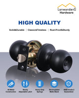 Lanwandeng 2 Pack Entry Door Knobs with Lock and Keys All Alike, Interior/Exterior Door Knob for Bedroom or Bathroom, Entrance Matte Black Door Locks