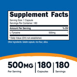 Nutricost L-Tyrosine 500mg, 180 Capsules (2 Bottles)