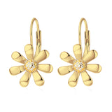 YZSFMZGE Daisy Earrings 925 Sterling Silver Leverback Drop Dangle Earrings for Women 18K White Gold Plated Hypoallergenic Cubic Zircon Daisy Flower Earrings Jewelry Gifts for Sensitive Ears (Yellow Gold)