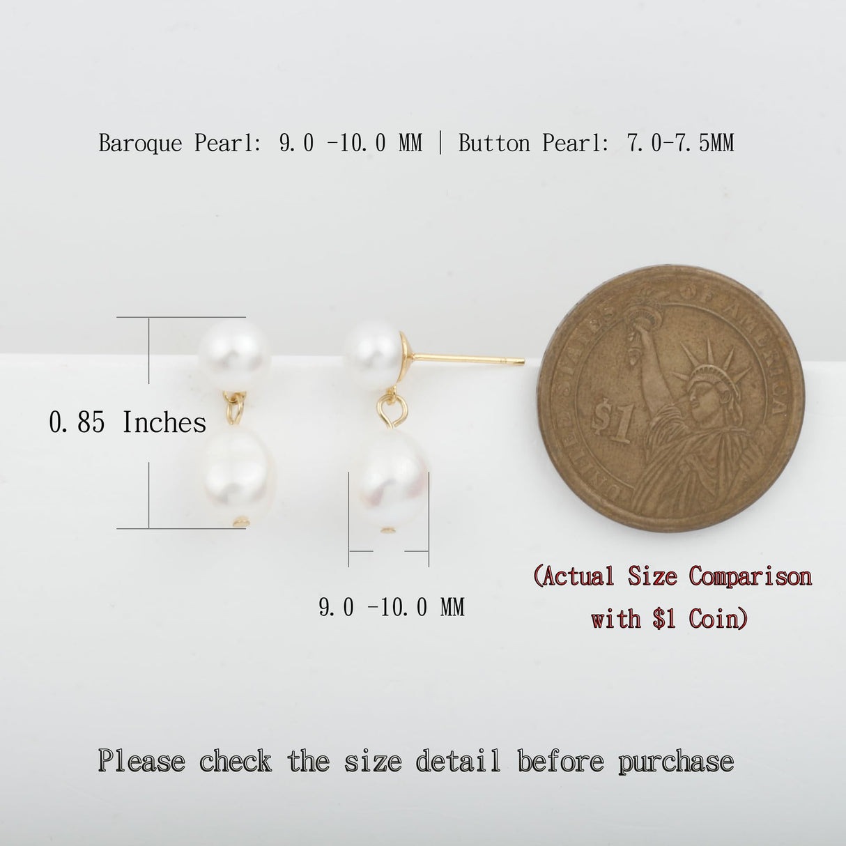 Freshwater Cultured White Baroque Pearl Dangling Drop Earrings for Women