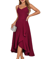 DRESSTELLS Woman's Cocktail Dress, Fall Semi Formal Wedding Guest Christmas Holiday Party Casual Aline Evening Prom Midi Dresses Burgundy M